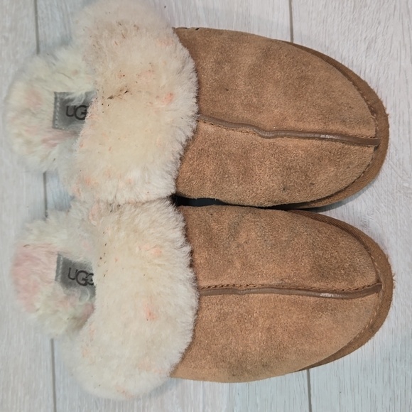 UGG Australia Women Suede Shearling Slippers Slip On Slide Sz 6 - Picture 4 of 10